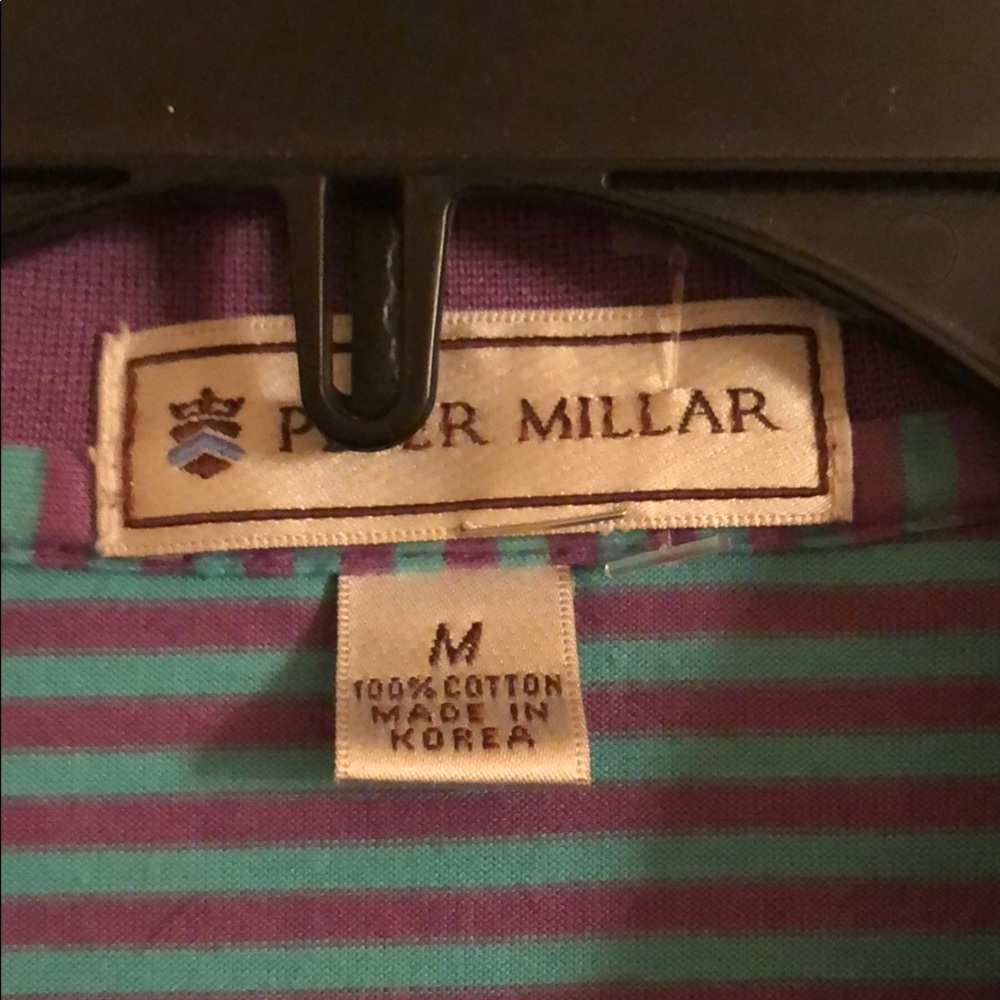 Peter Millar Striped Purple/Aqua Polo Shirt Men’s Medium - Picture 2 of 7